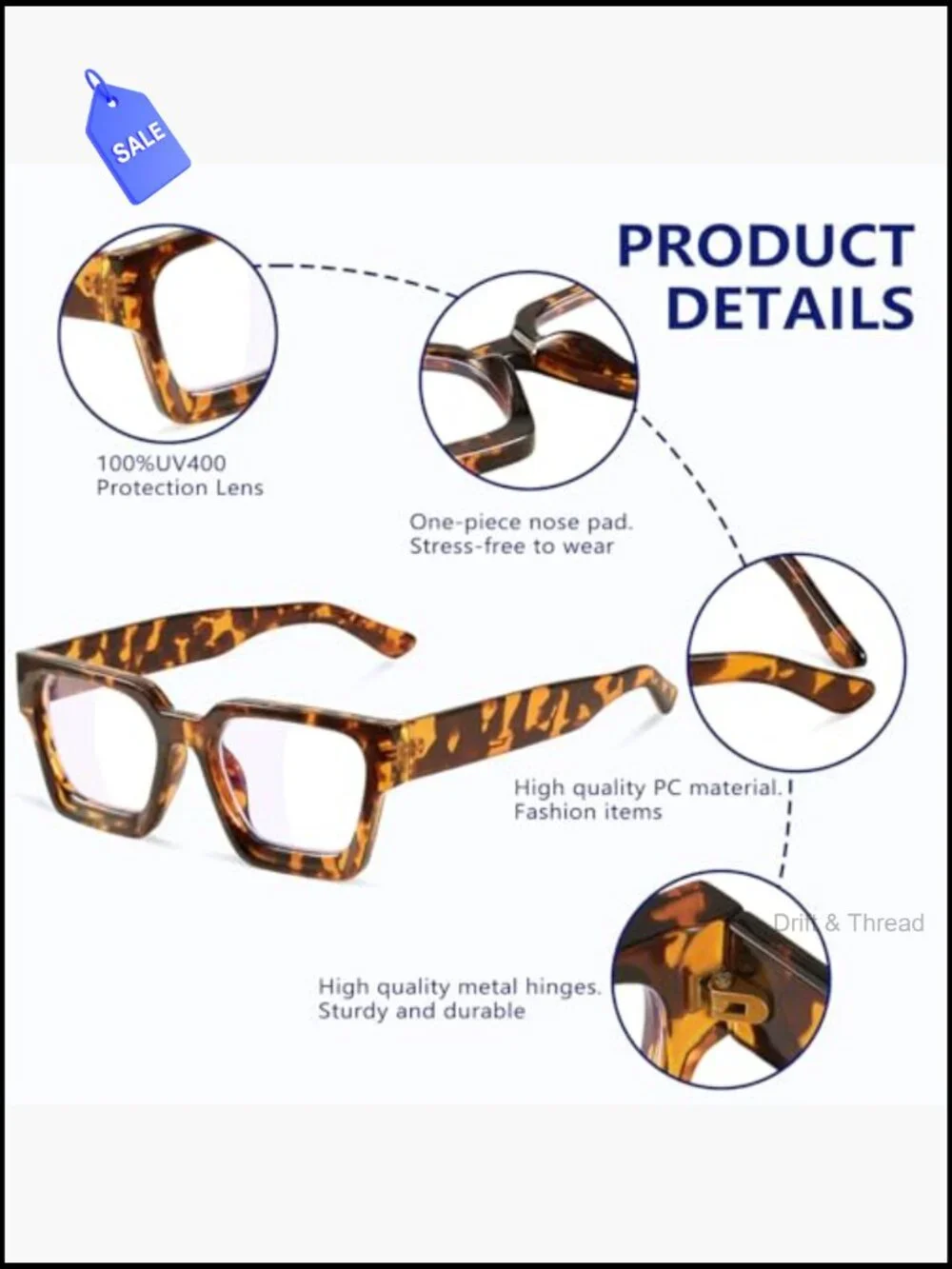 Oversized Rectangle Blue Light Blocking Glasses Non-Prescription Anti Eyestrain